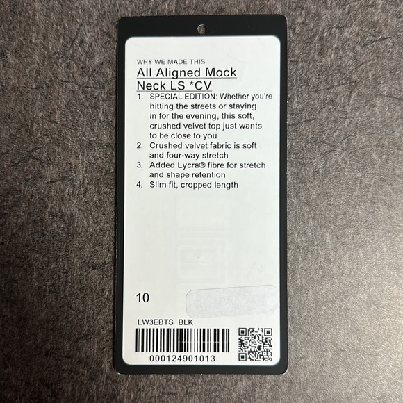 RARE NWOT 🔥 Lululemon All Aligned Mock Neck Long Sleeve *Crushed Velvet Black - Picture 7 of 8